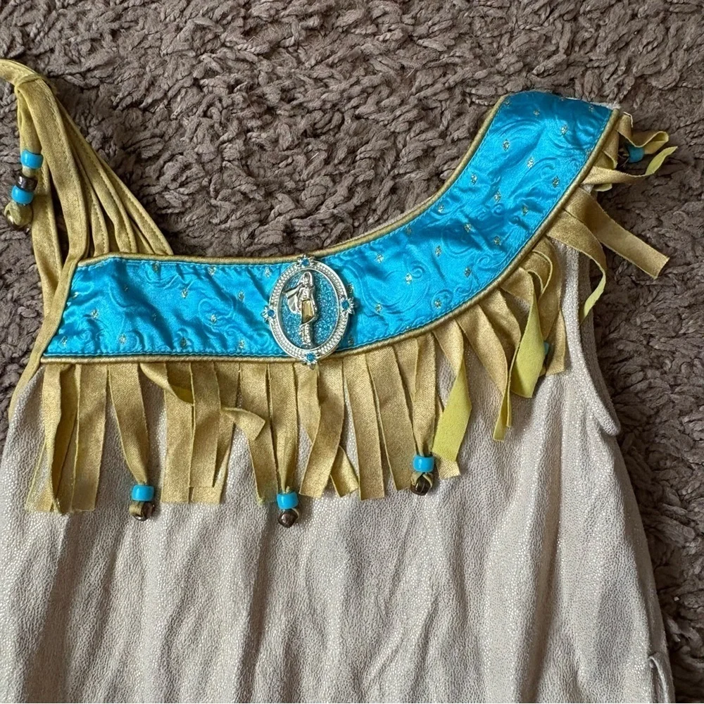 Disney Store Pocahontas Dress Sz 5/6 Halloween Costume Tan Princess Native